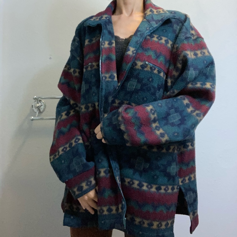 Cute vintage oversized Aztec tribal jacket, resembles Pendleton